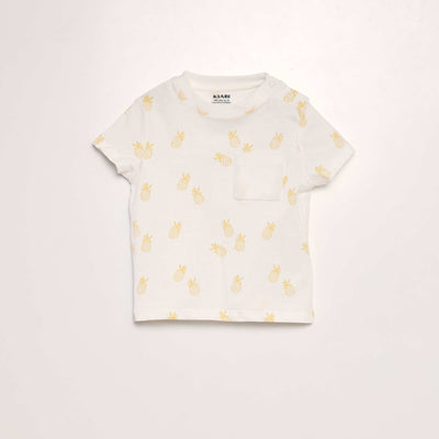 T-shirt imprim poche Blanc pine