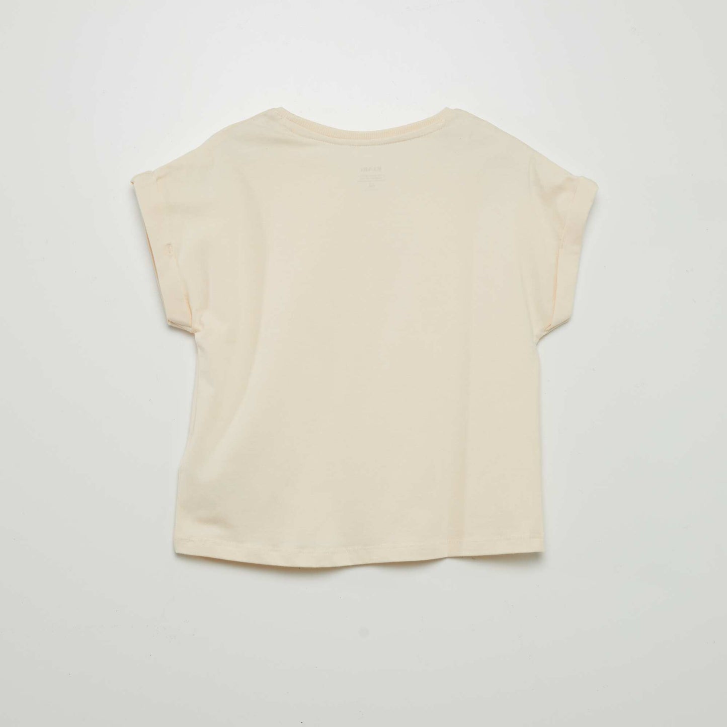 T-shirt imprim manches revers Beige