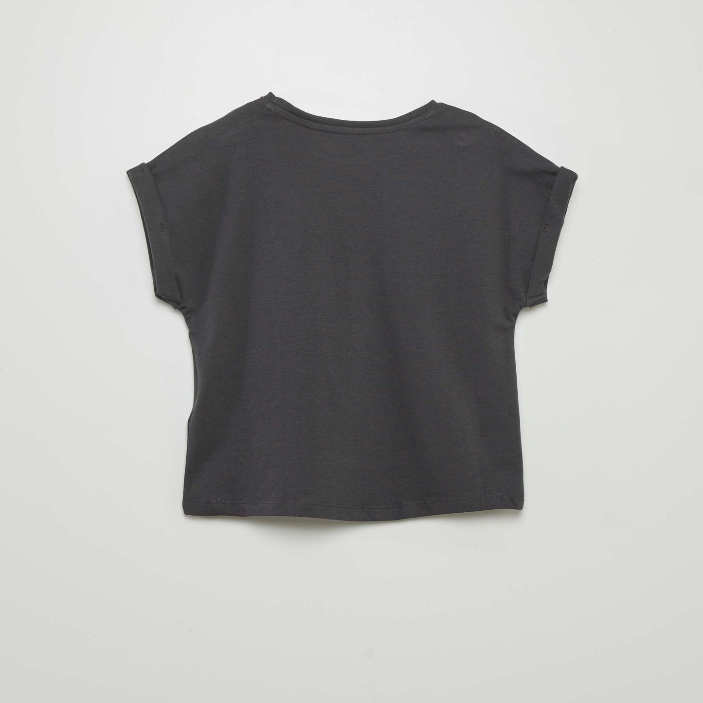 T-shirt imprim manches revers Noir