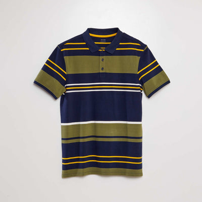 Polo en piqu de coton Vert/bleu