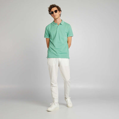 Polo en piqu de coton Vert
