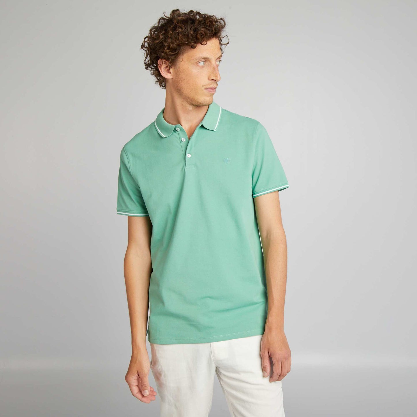 Polo en piqu  de coton Vert