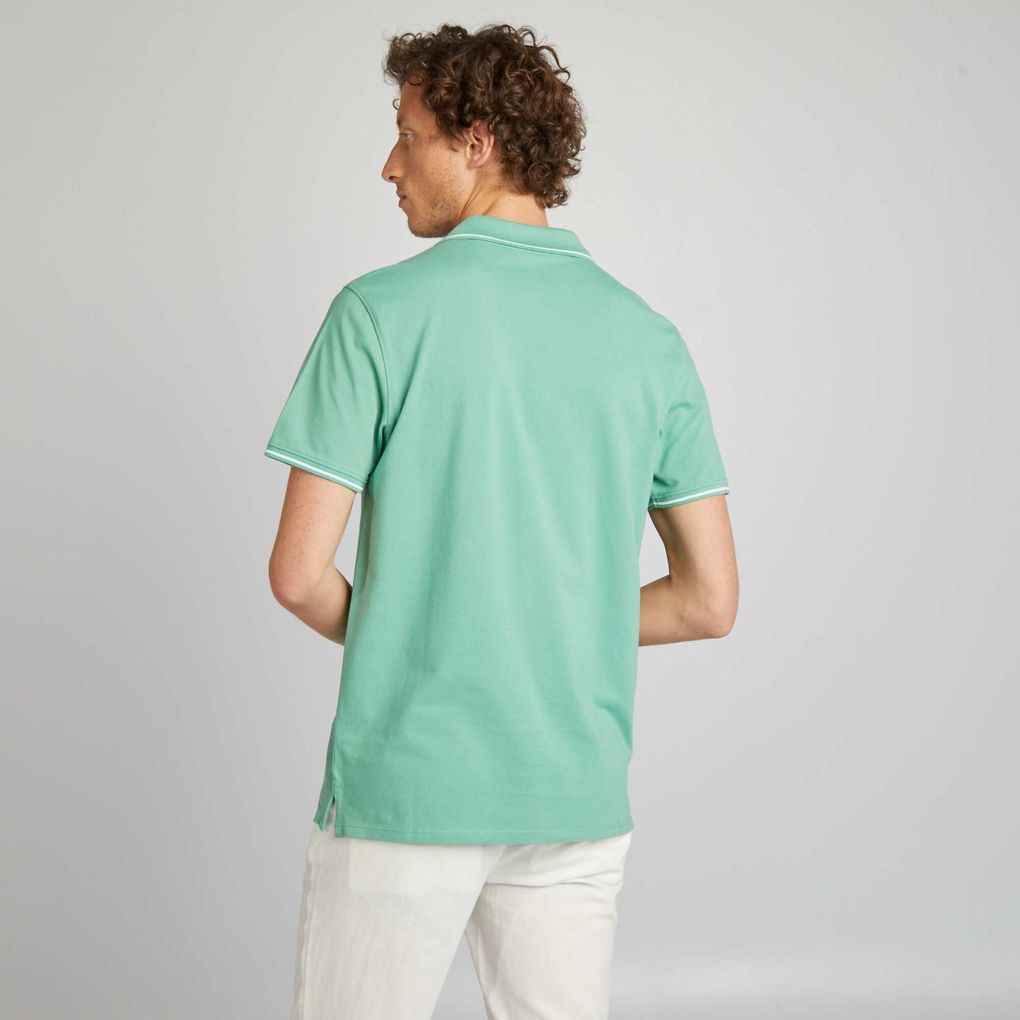 Polo en piqu  de coton Vert