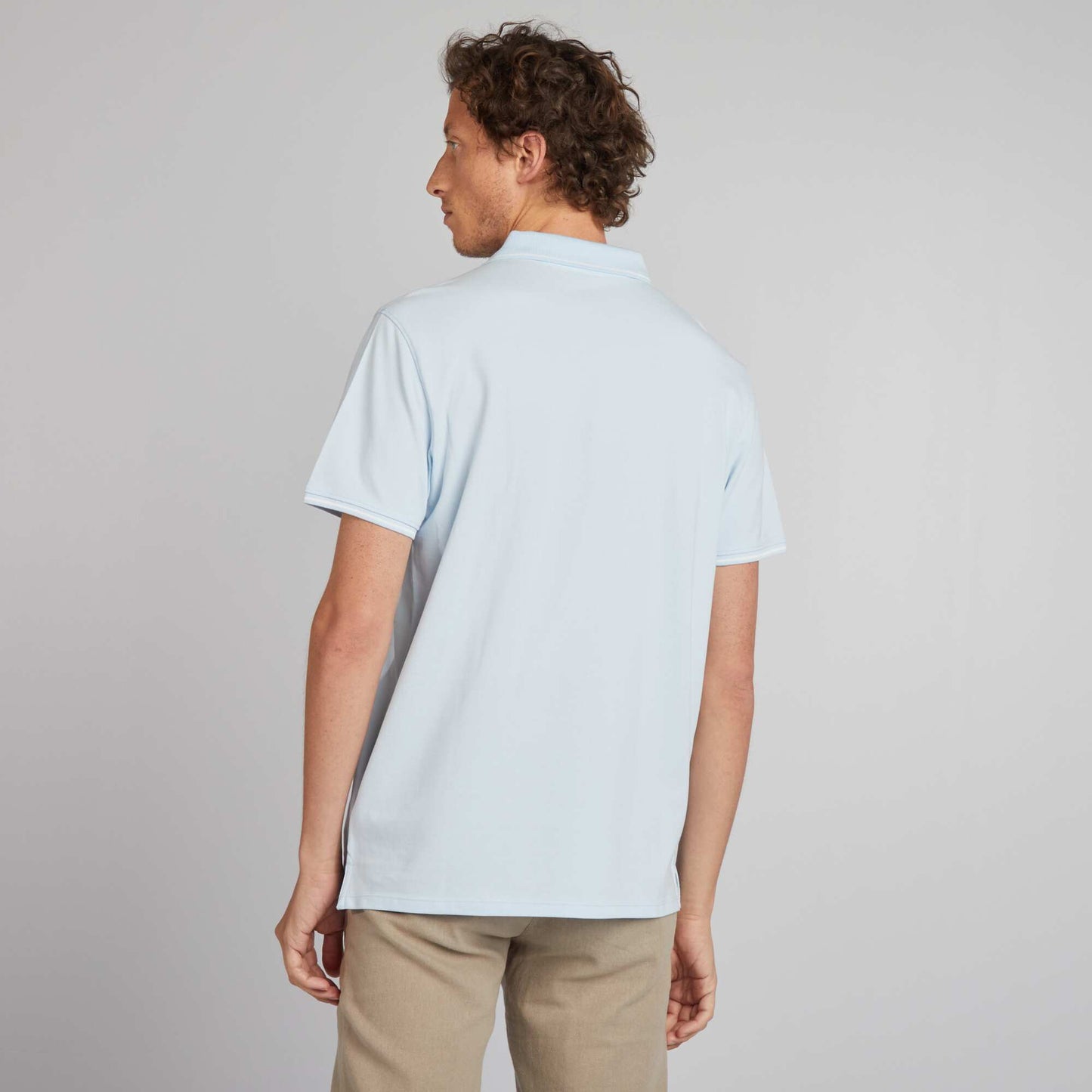 Polo en piqu  de coton Bleu