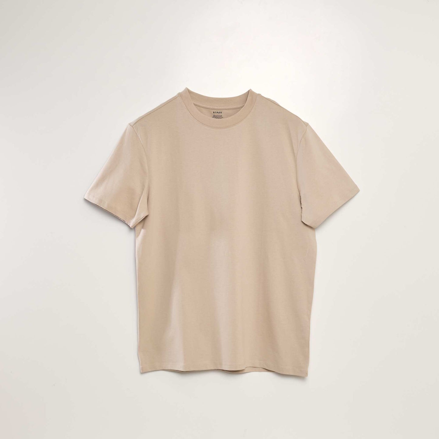 T-shirt à col rond en coton Beige clair