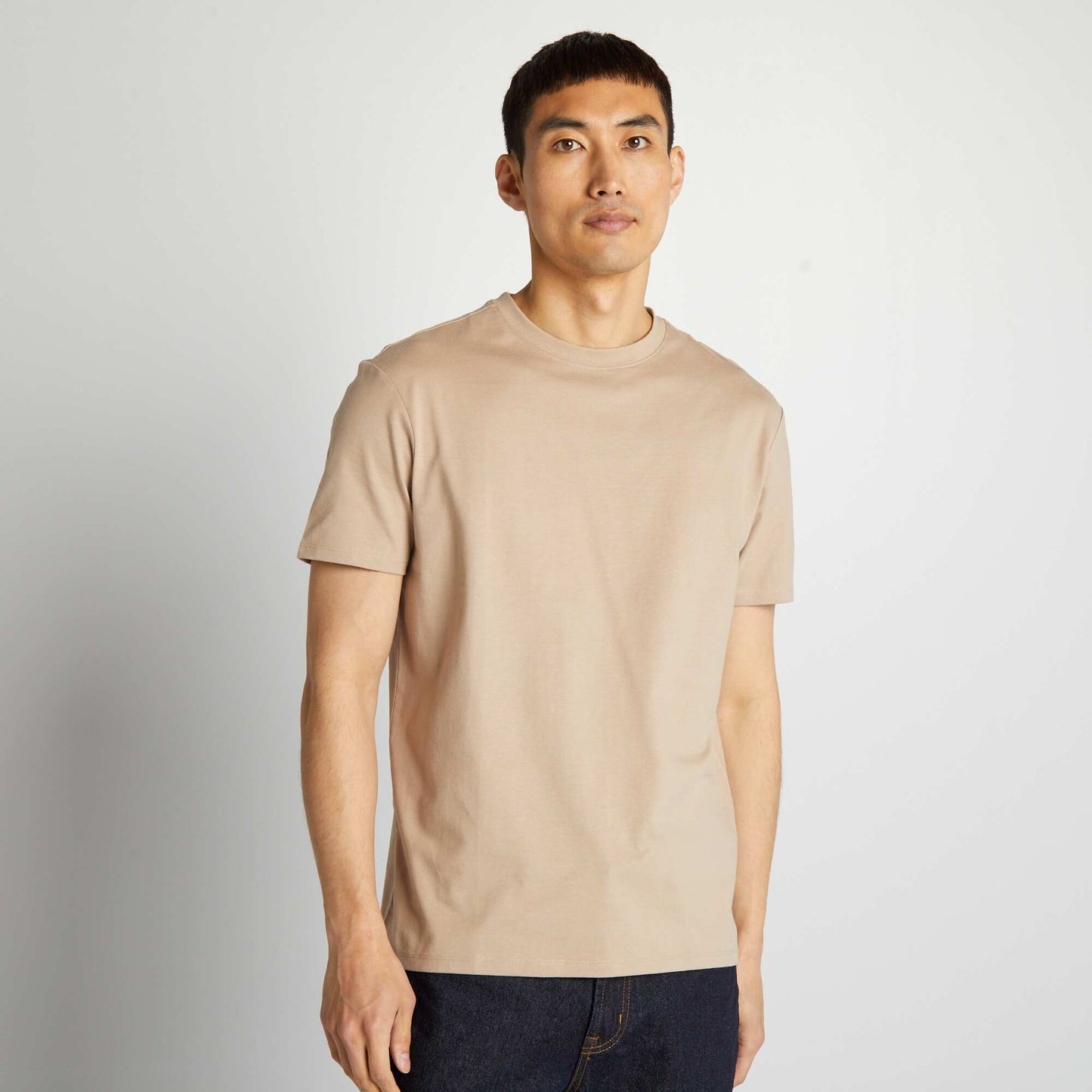 T-shirt   col rond en coton - Tough Cotton  beige