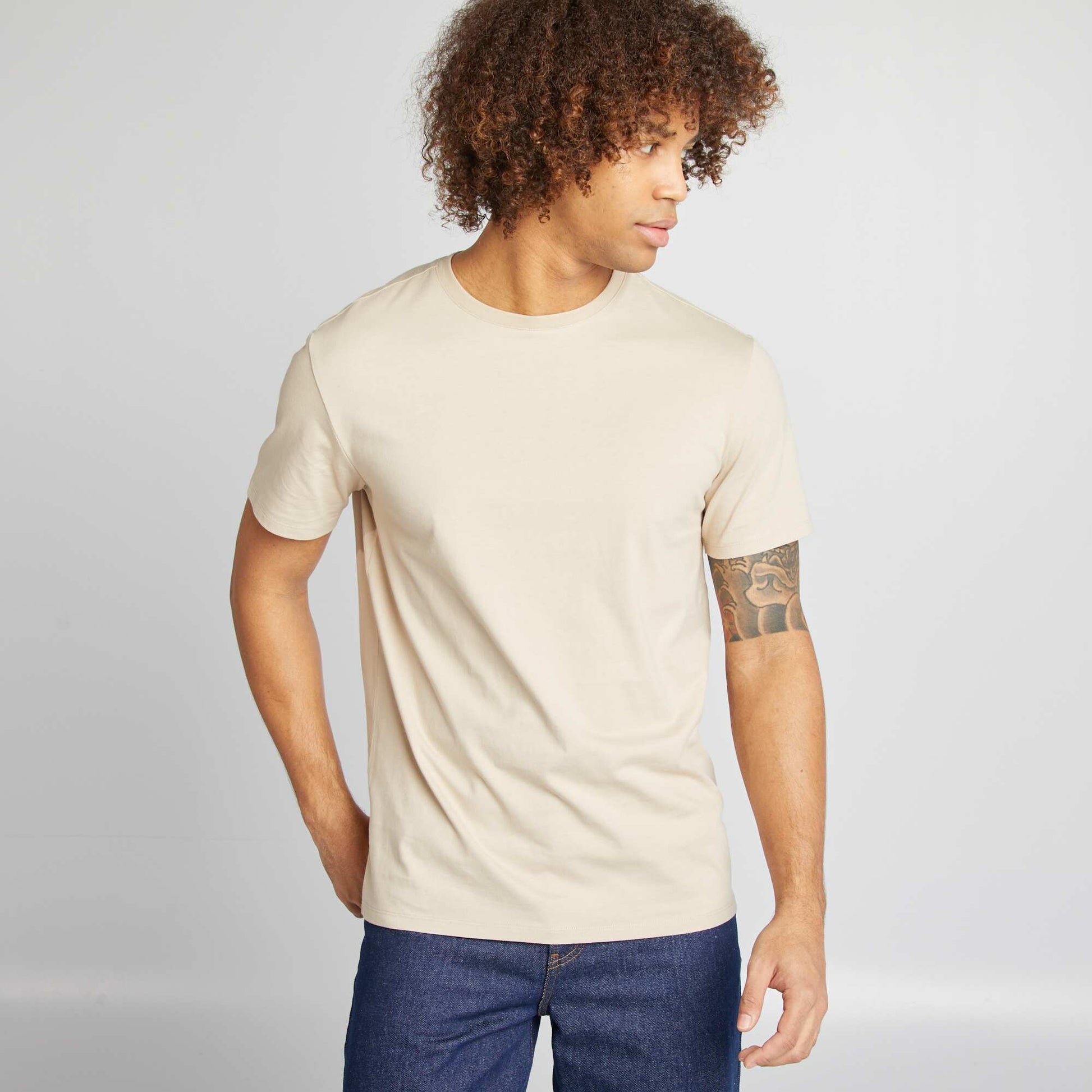 T-shirt à col rond en coton - Tough Cotton™ BEIGE