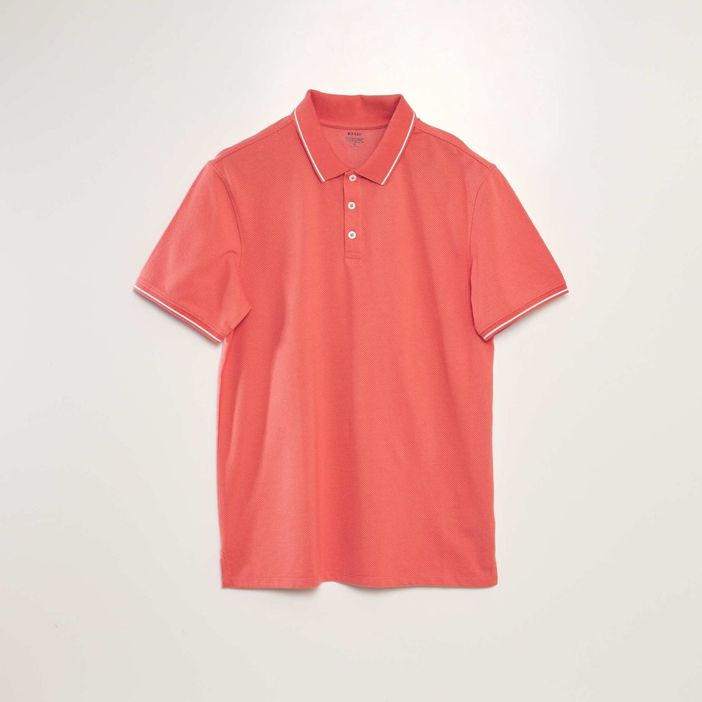 Polo en piqu  de coton effet mouchet  Rouge