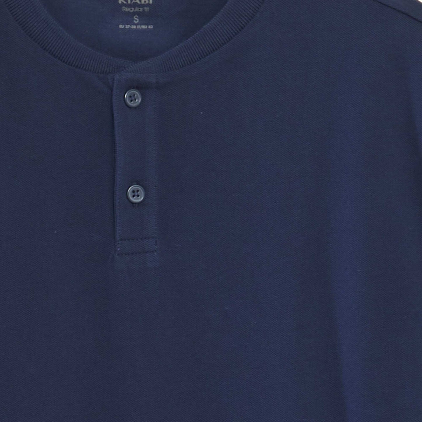 Polo en piqu  de coton uni Bleu nuit