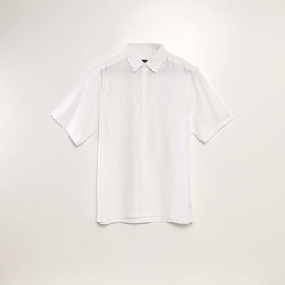 Chemise manches courtes avec lin blanc