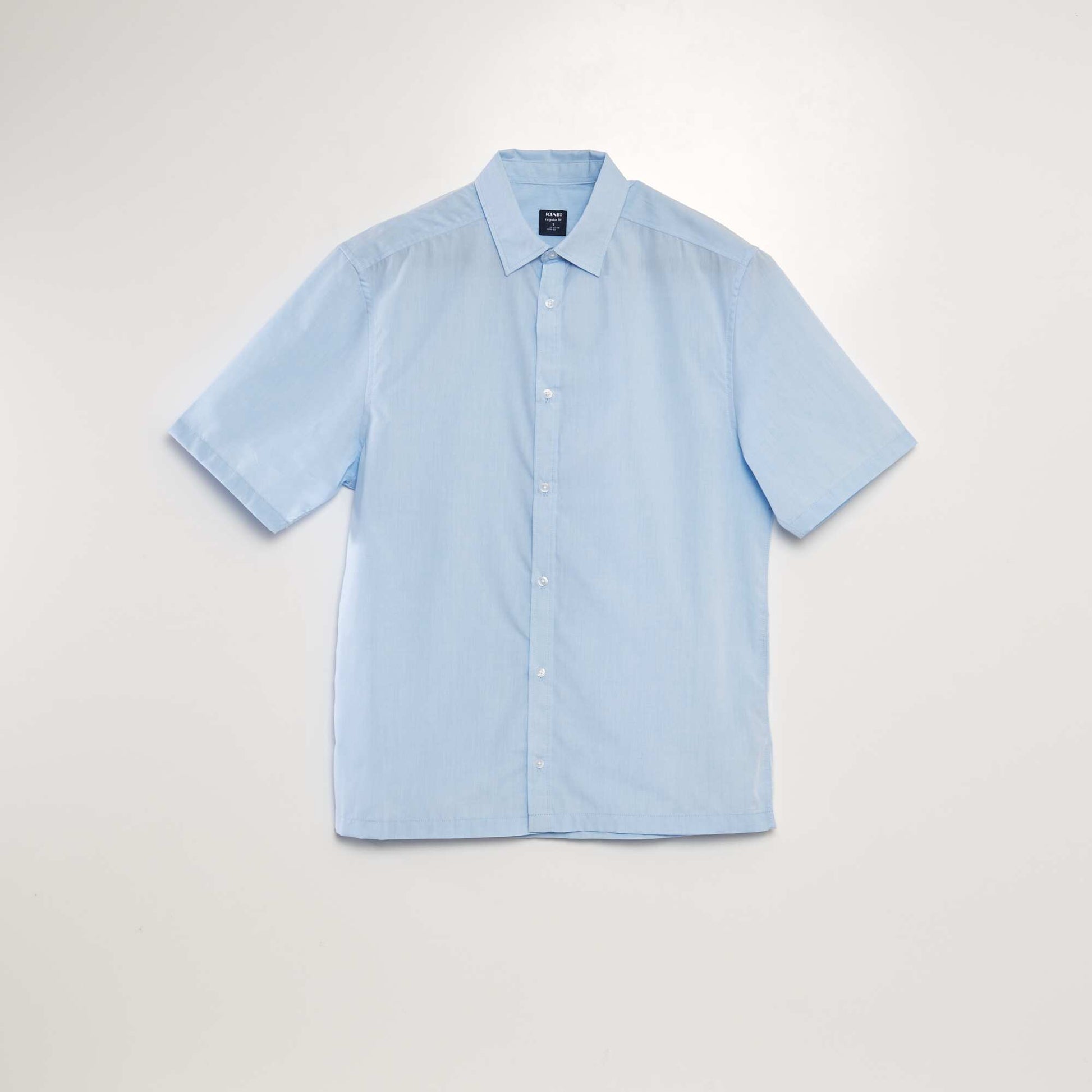 Chemise en popeline manches courtes Bleu clair