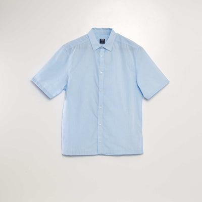 Chemise en popeline manches courtes Bleu clair