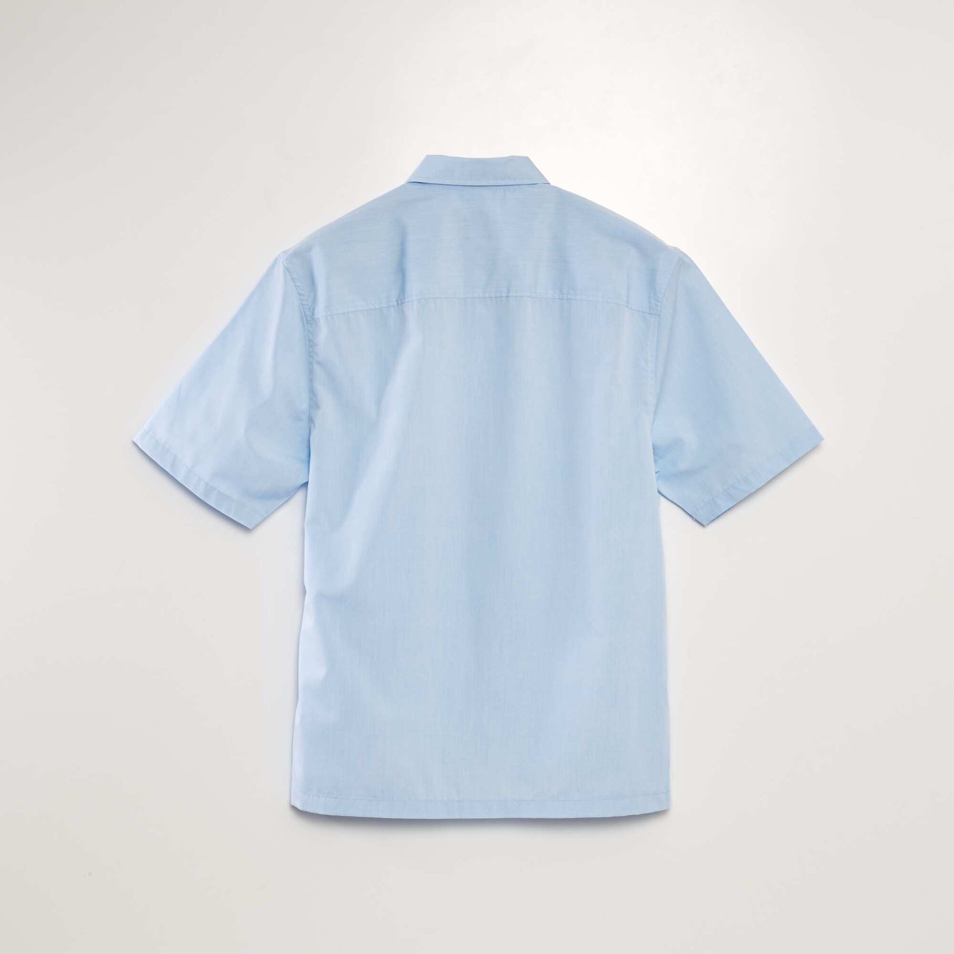 Chemise en popeline manches courtes Bleu clair