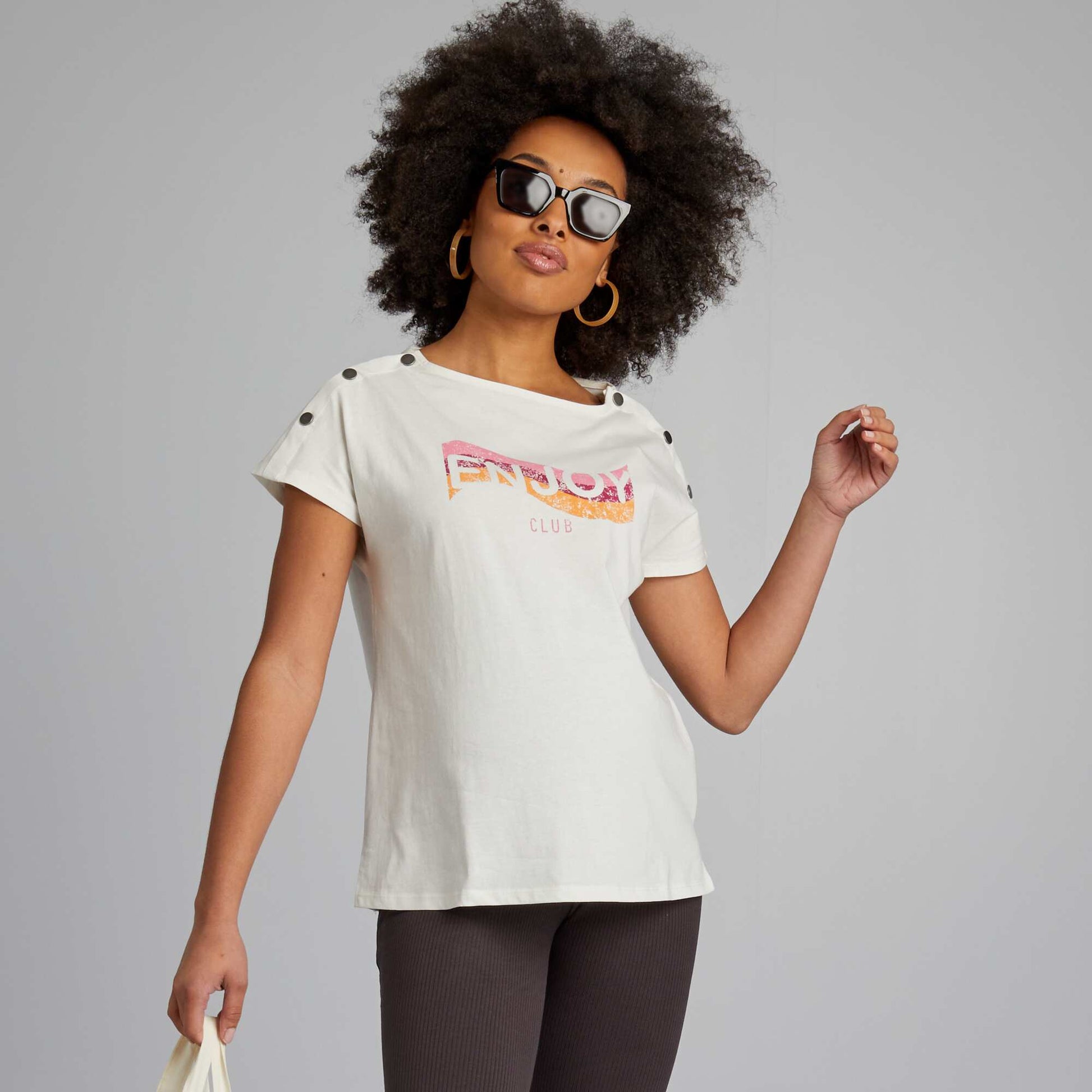 T-shirt d'allaitement avec col boutonn Blanc