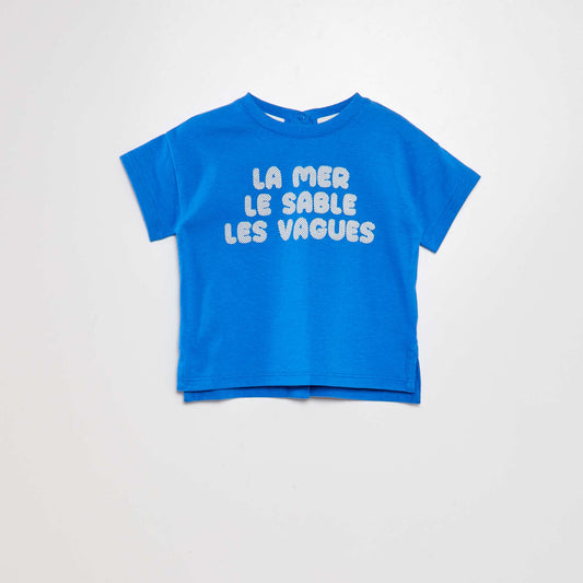 Tee-shirt imprim  plage Bleu