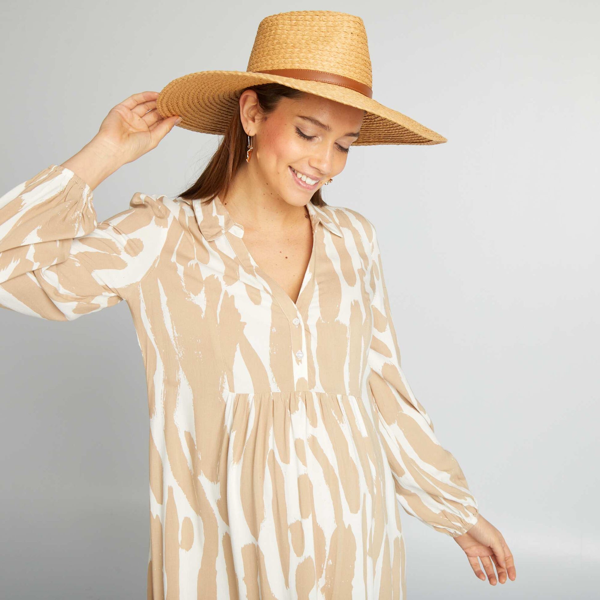 Robe de maternit longue volants Blanc