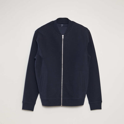 Sweat en maille avec ouverture zipp e Bleu marine