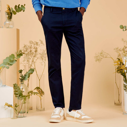 Pantalon chino slim Bleu marine