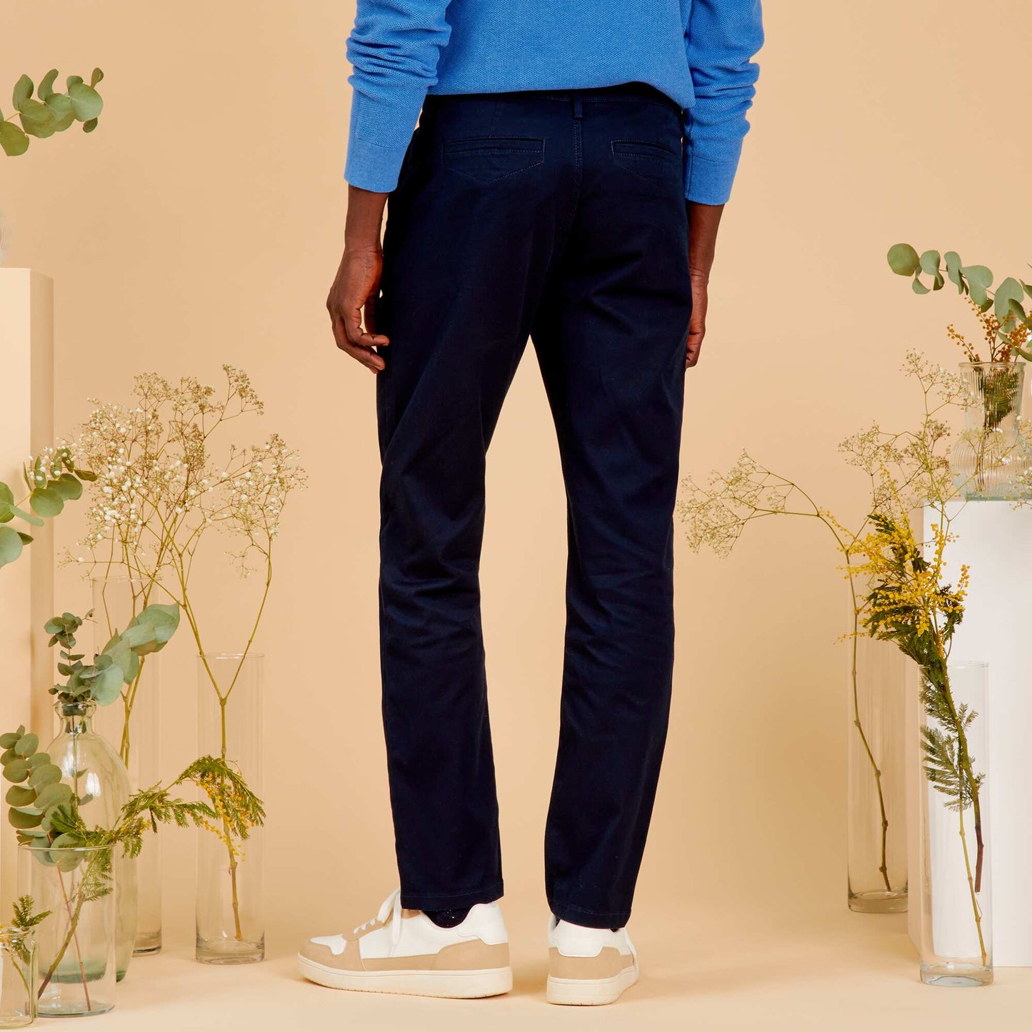 Pantalon chino slim Bleu marine