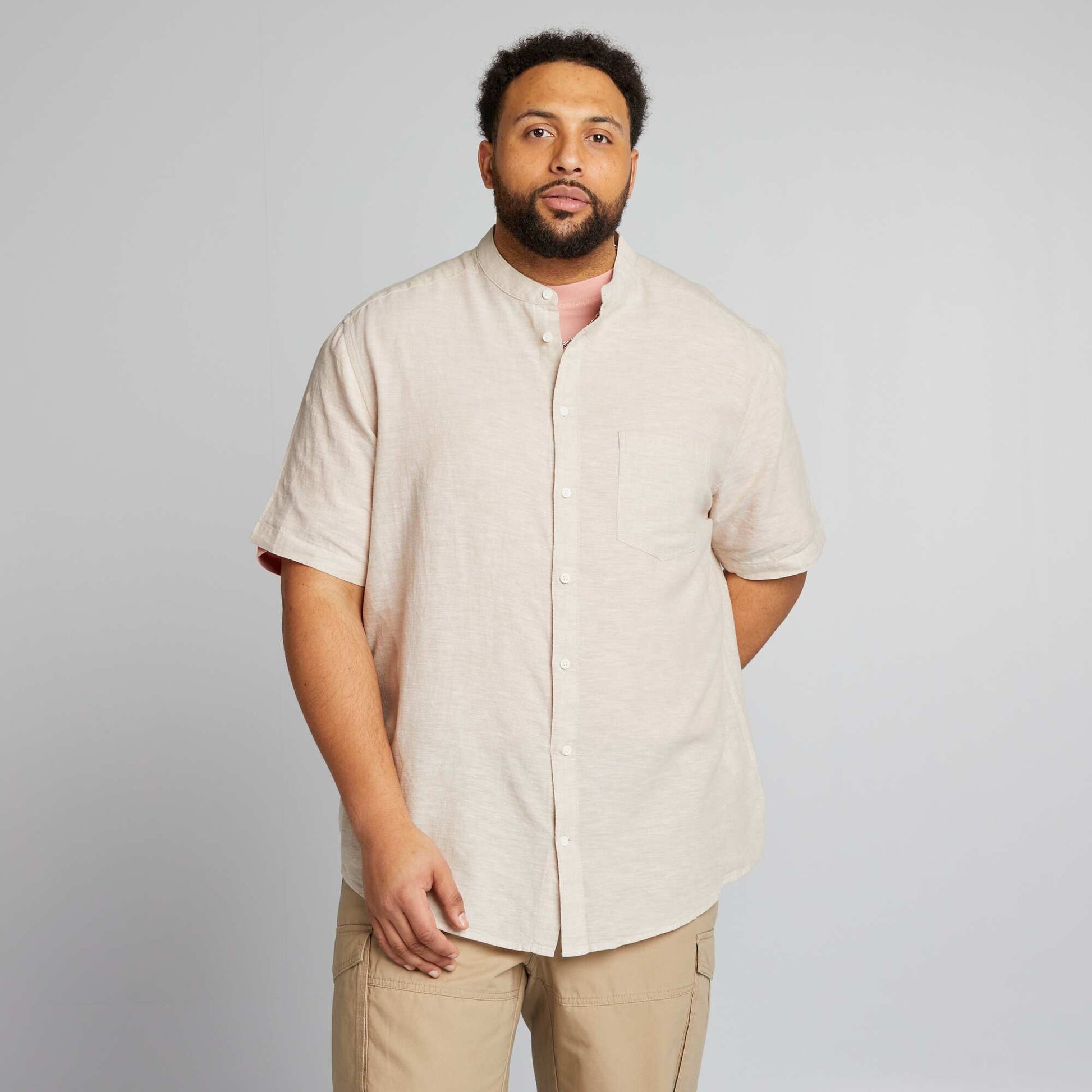 Chemise col mao Beige