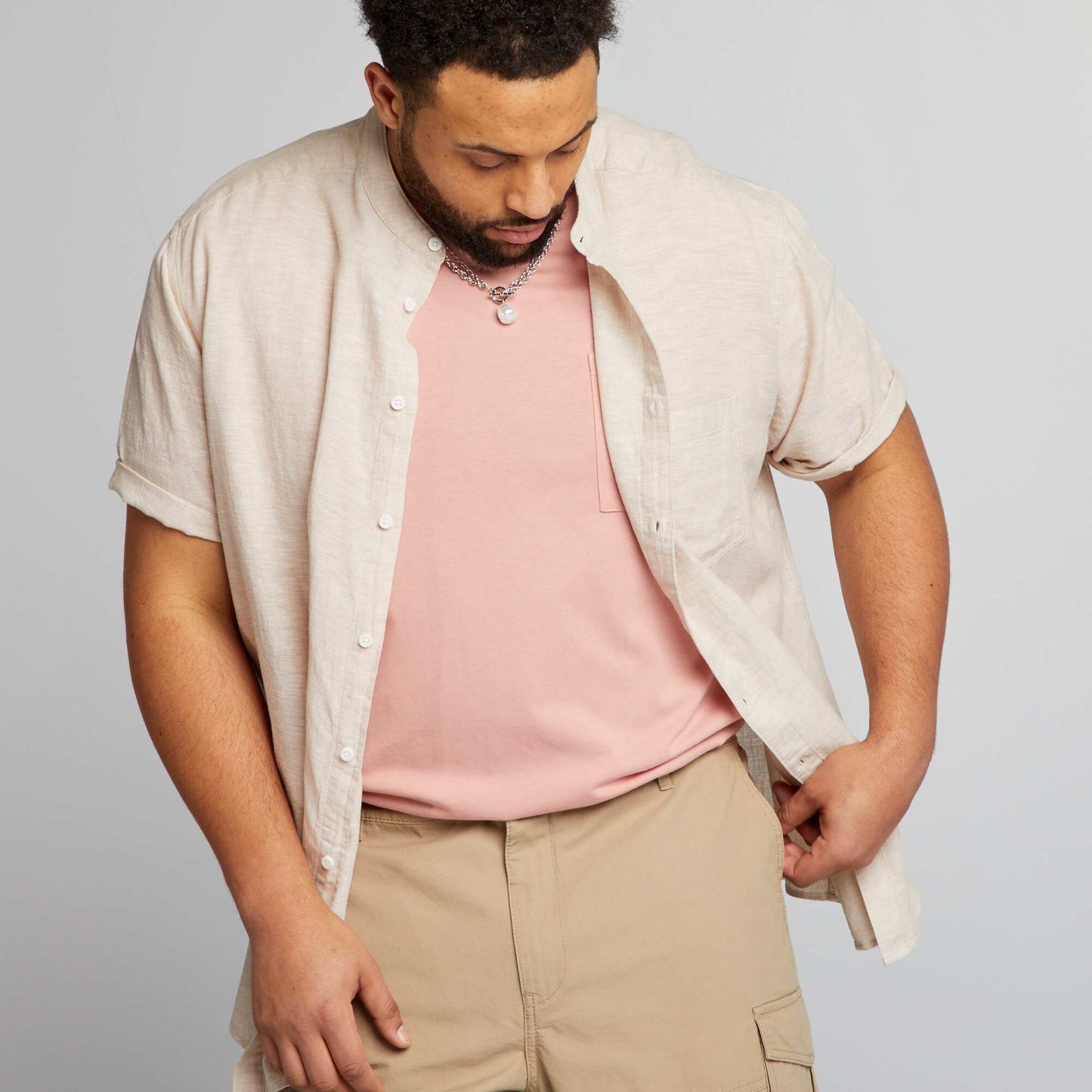 Chemise col mao Beige