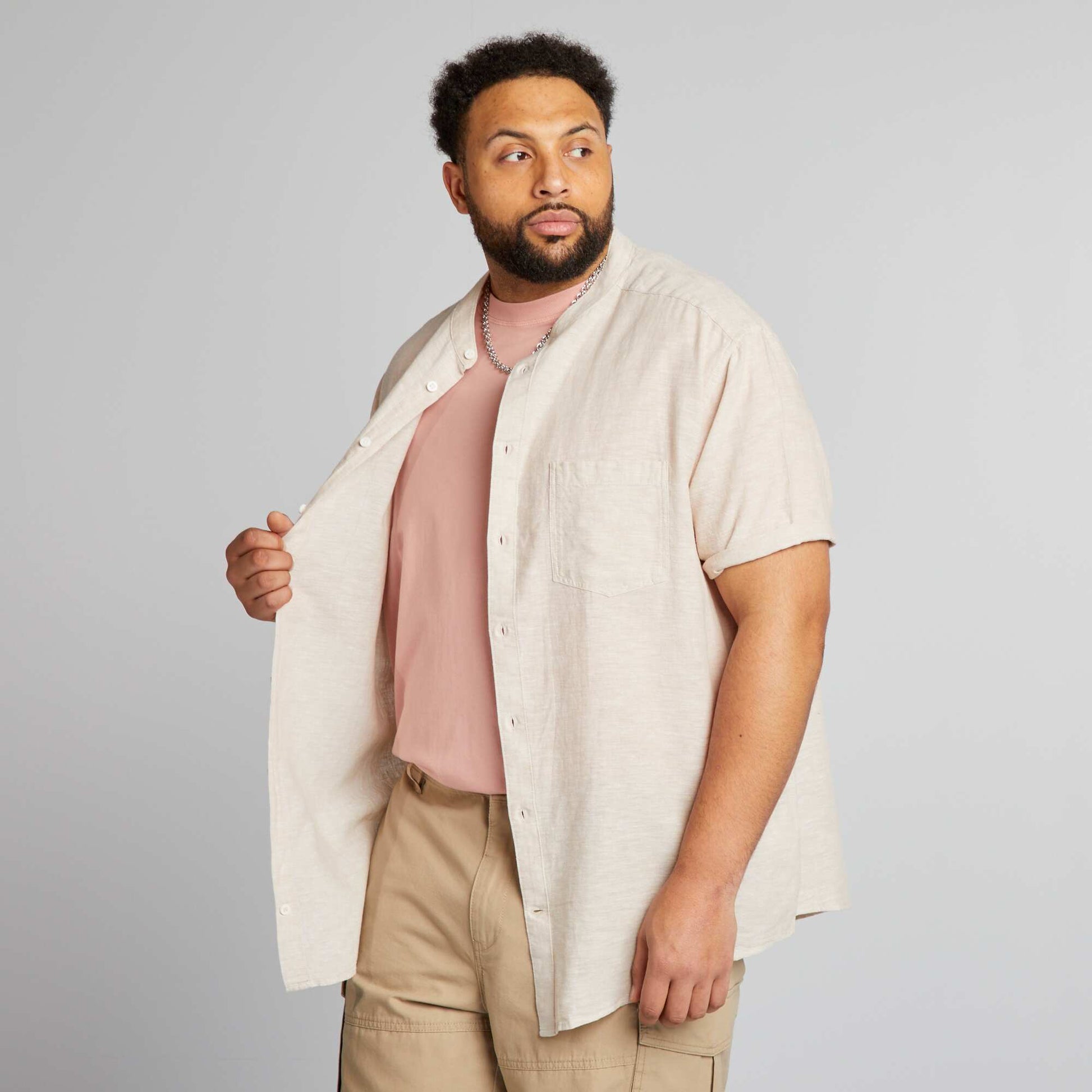 Chemise col mao Beige