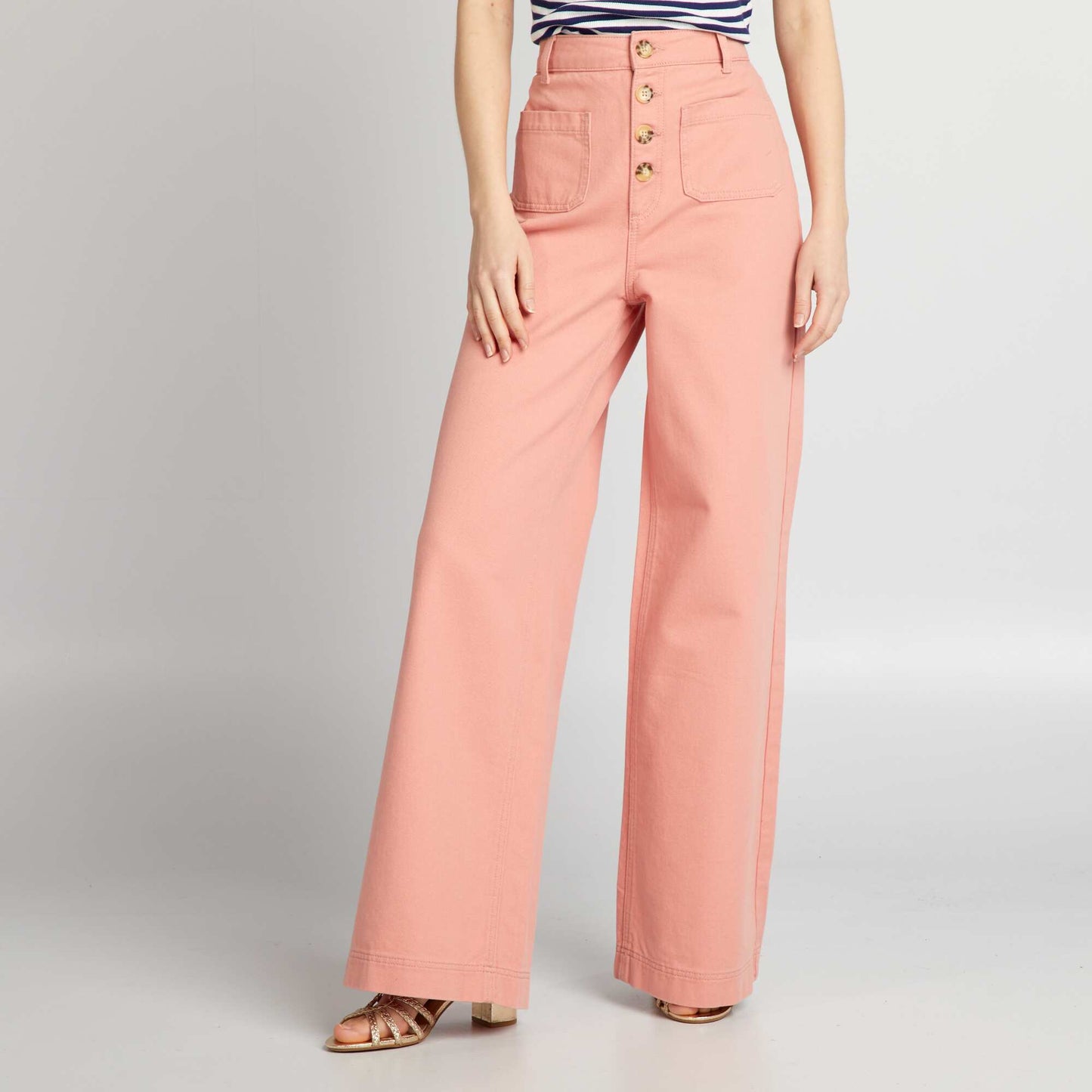 Jean large à taille haute - L32 Rose