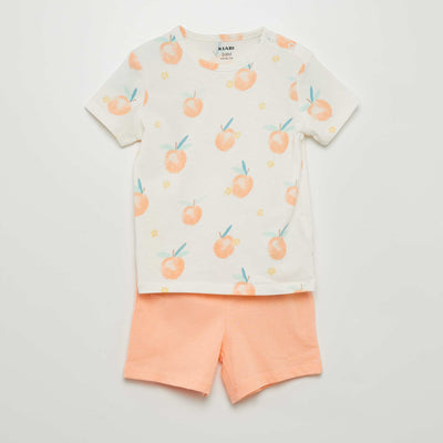 Pyjama short 2 pi ces imprim Orange