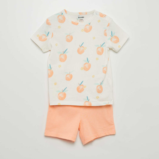 Pyjama short 2 pi ces imprim  Orange