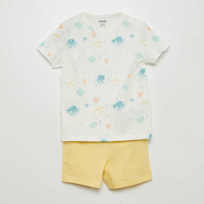 Pyjama short 2 pi ces imprim Jaune