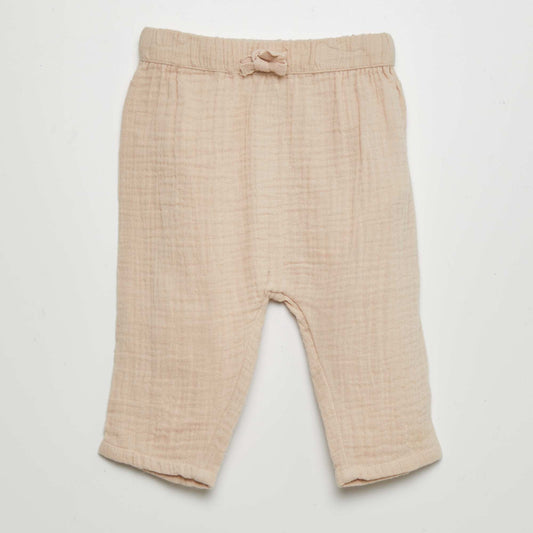 Pantalon sarouel en gaze de coton Beige