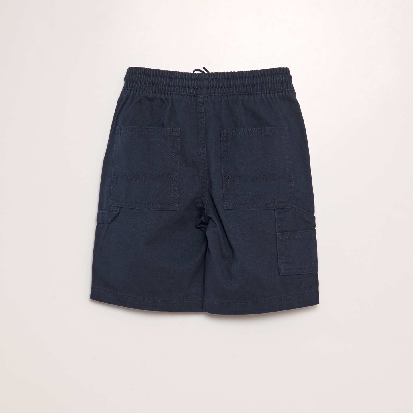 Short élastiqué façon denim bleu marine