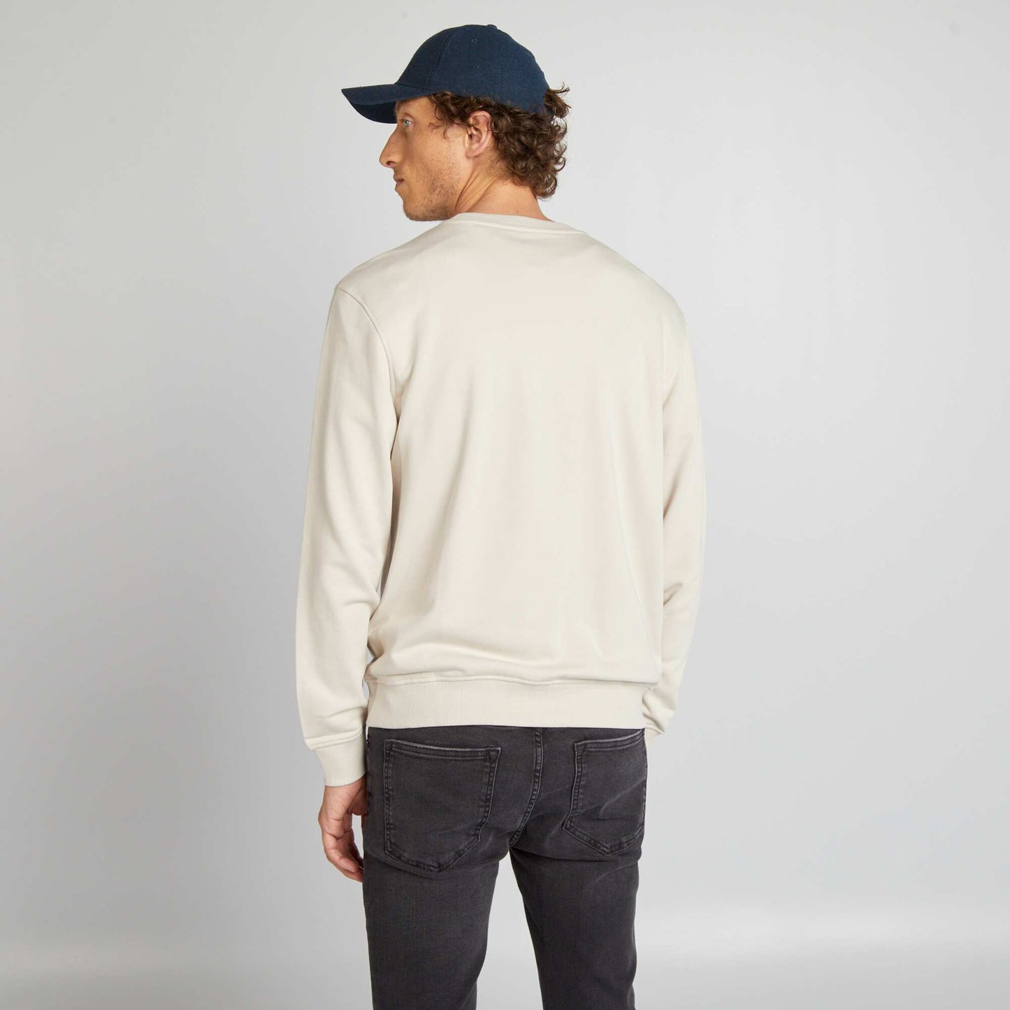 Sweat uni en molleton l ger Gris beige
