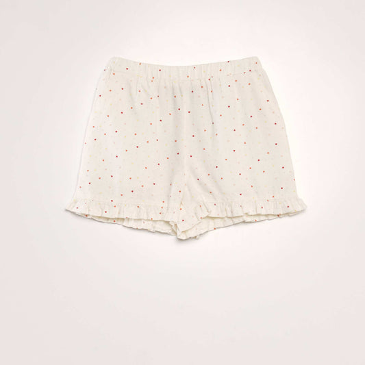 Short en lin bords volant s Blanc