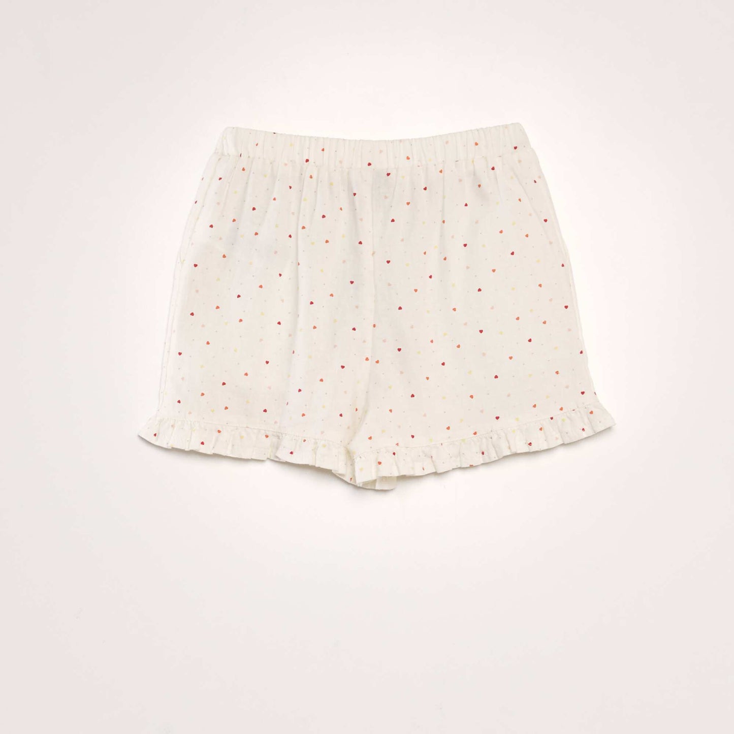 Short en lin bords volant s Blanc