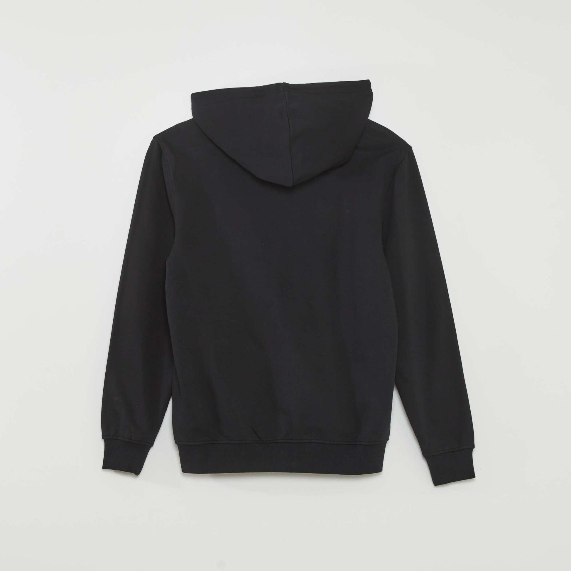 Sweat zippé à capuche en molleton uni noir