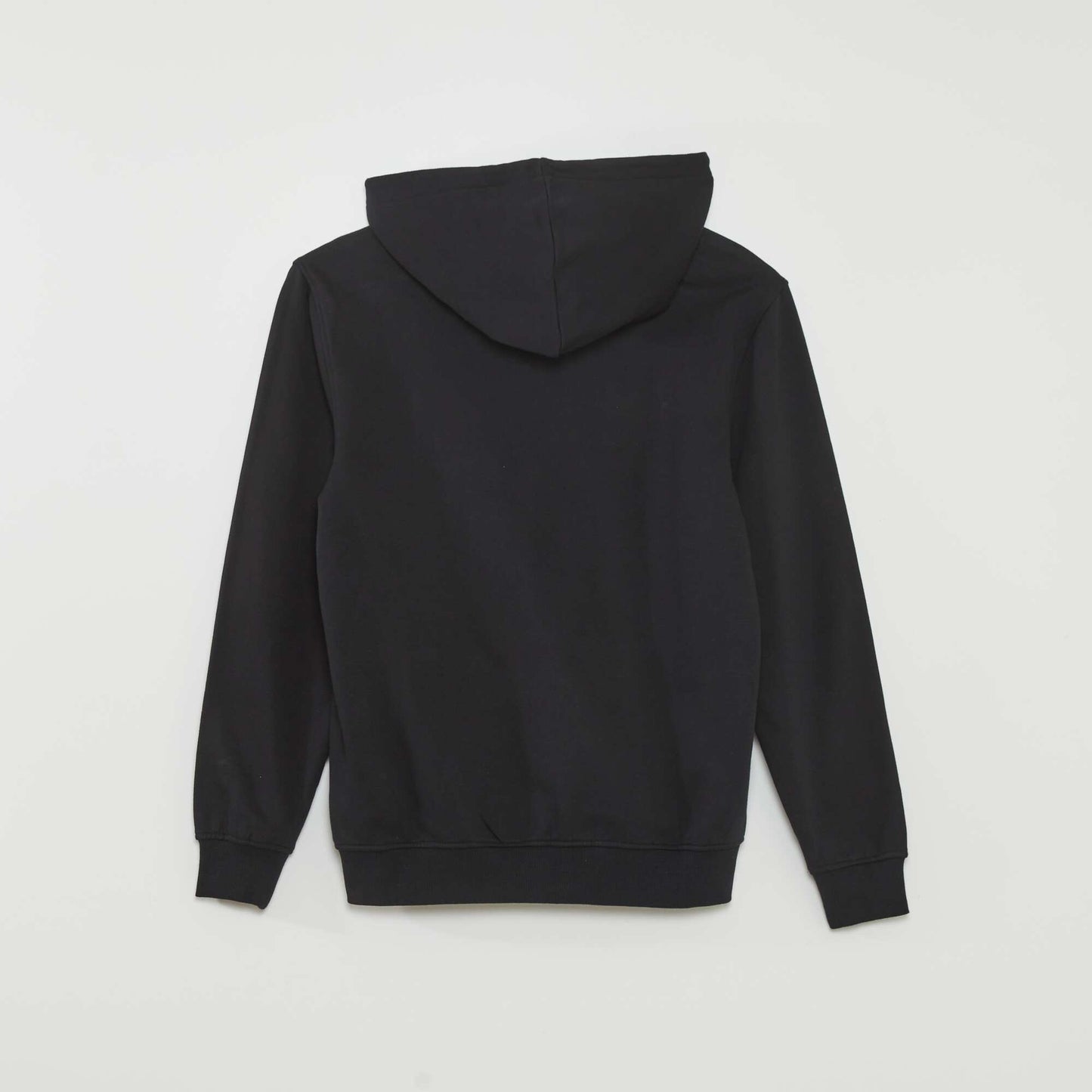 Sweat zippé à capuche en molleton uni noir