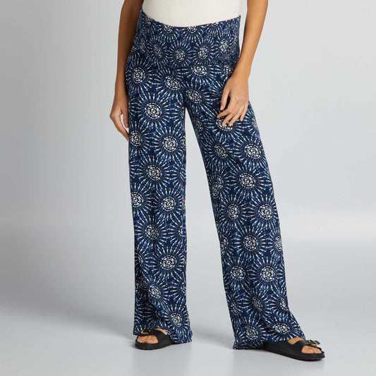 Pantalon grossesse avec base lastiqu e Bleu fonc motifs