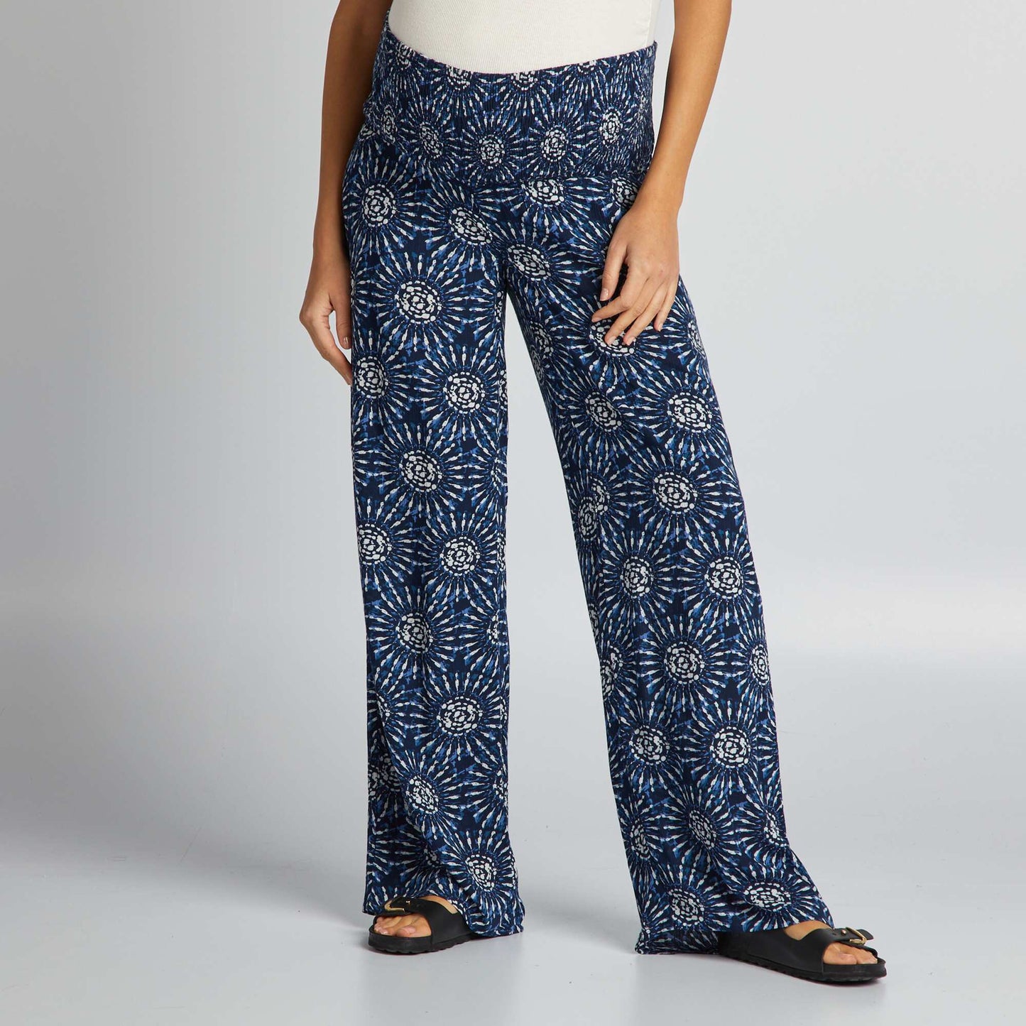 Pantalon grossesse avec base élastiquée Bleu foncé à motifs