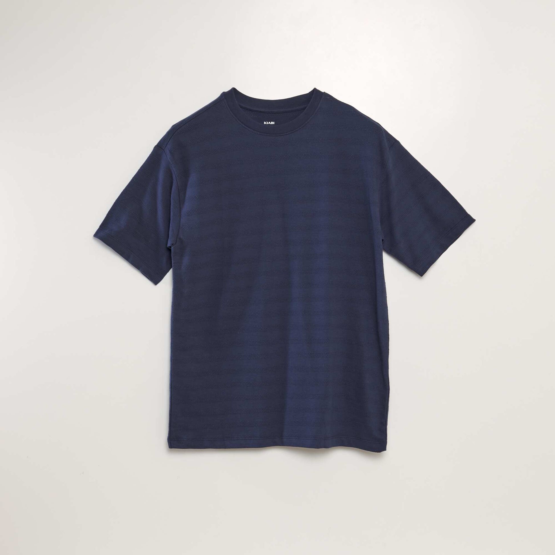 T-shirt en coton textur Bleu nuit