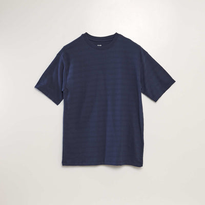T-shirt en coton textur Bleu nuit