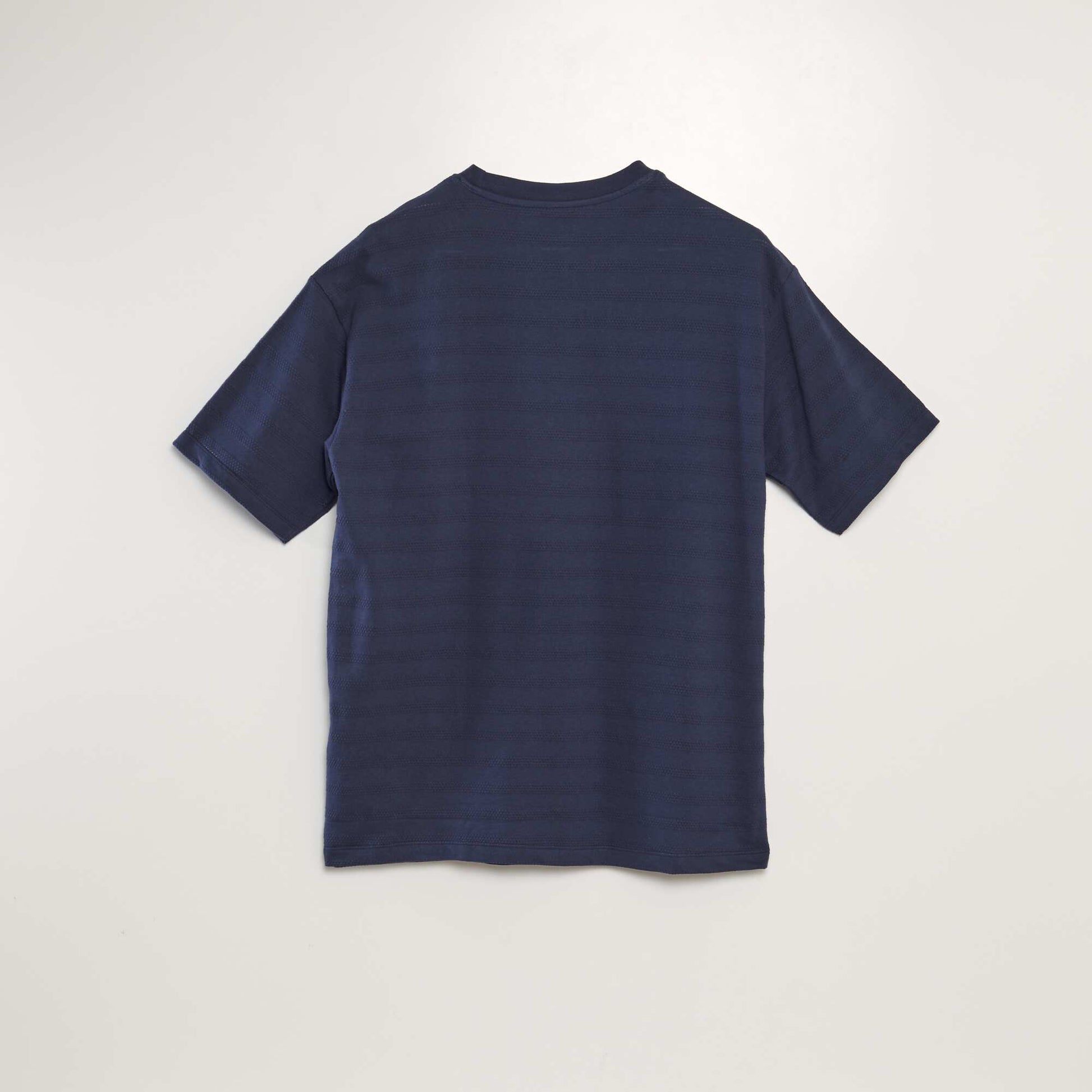 T-shirt en coton textur Bleu nuit
