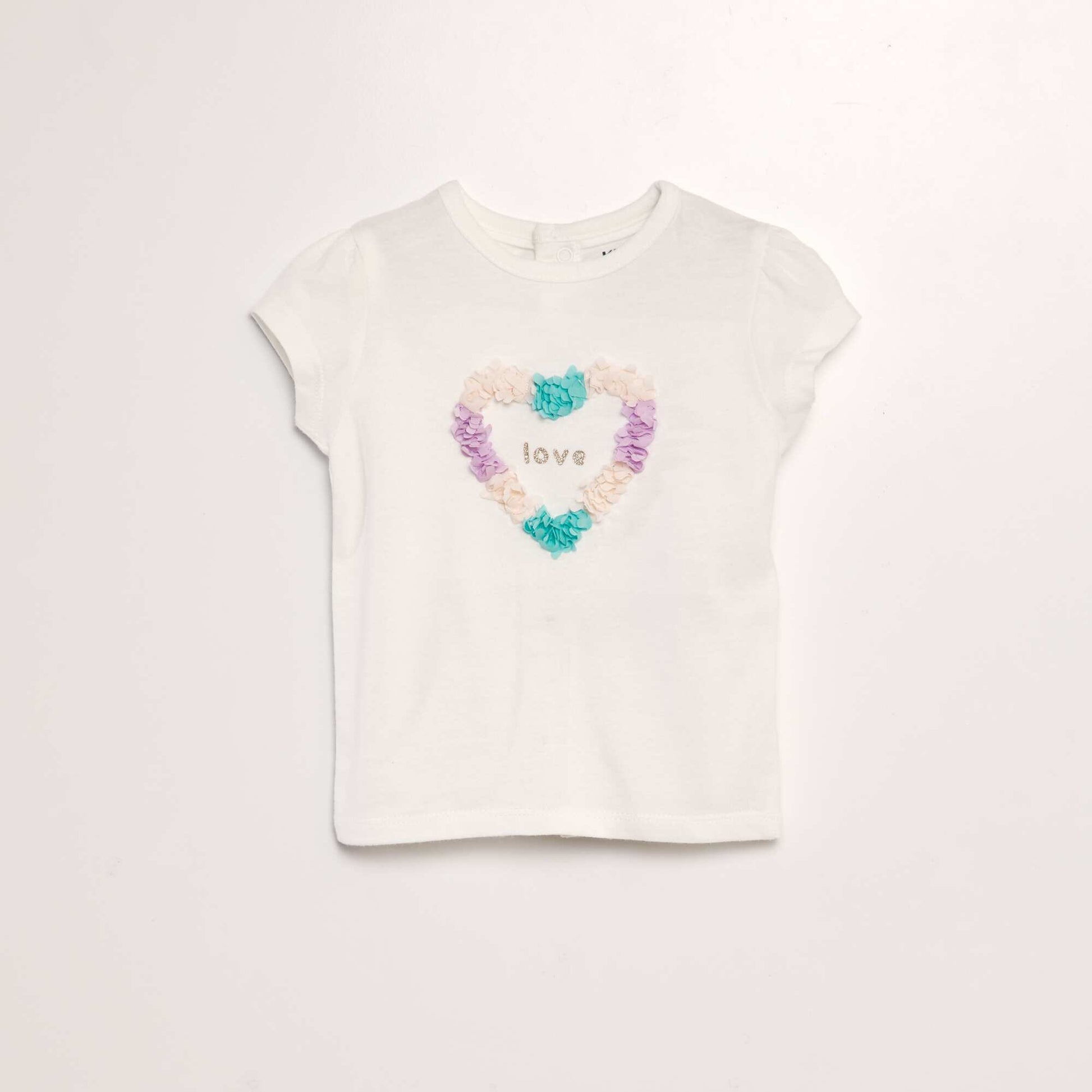Tee-shirt manches courtes imprim Blanc c ur