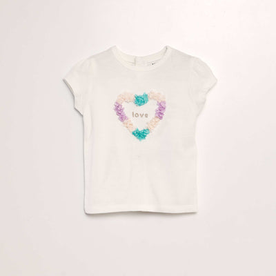 Tee-shirt manches courtes imprim Blanc c ur