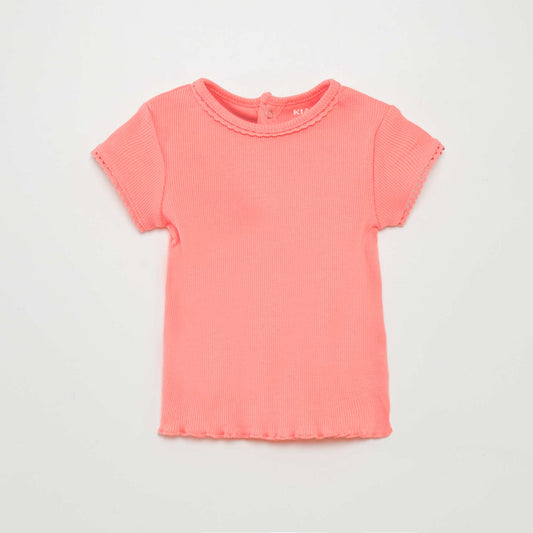 T-shirt côtelé Rose