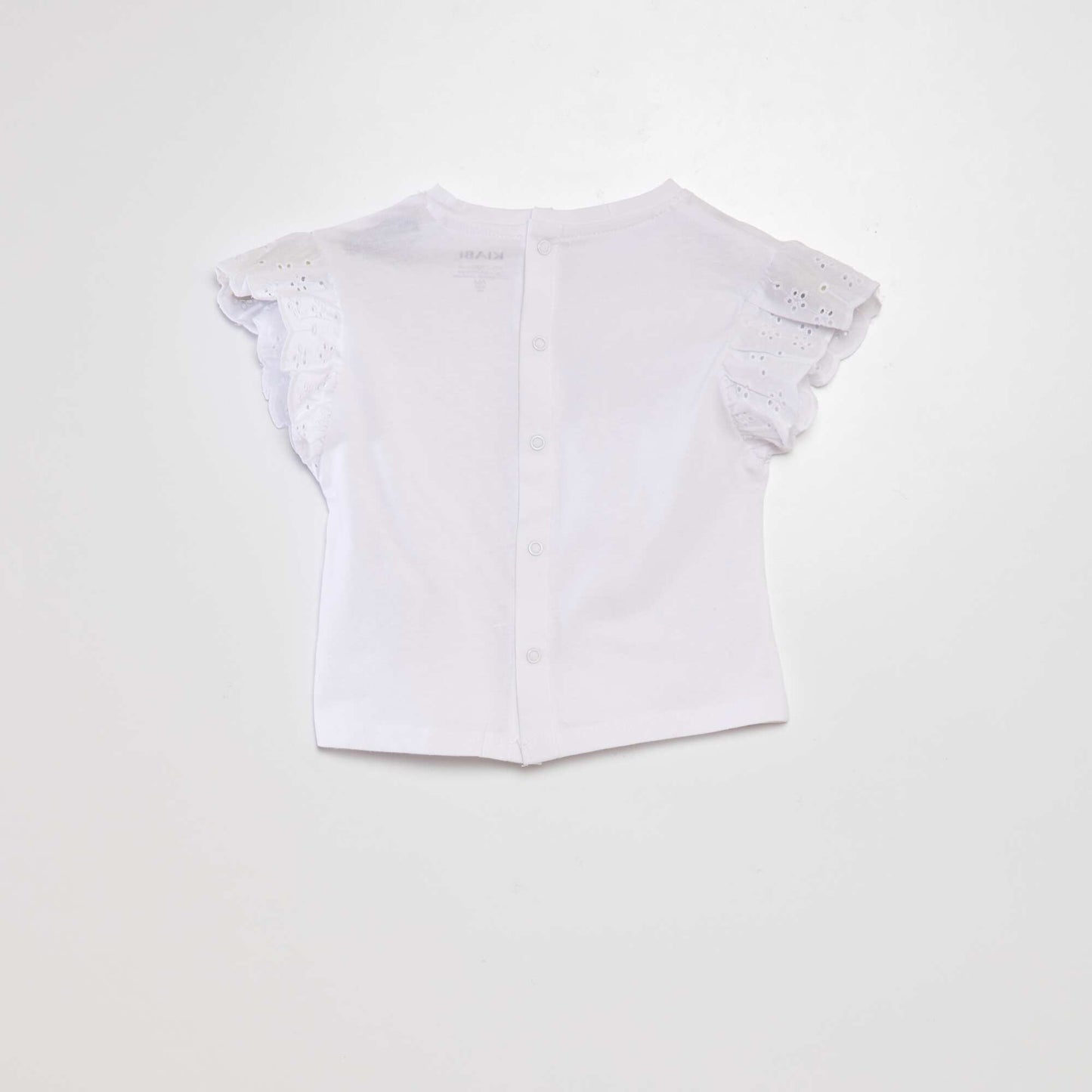 Tee-shirt avec manches broderie anglaise Blanc