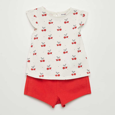 Ensemble t-shirt + short imprim - 2 pi ces Rouge