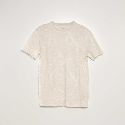 T-shirt imprimé à col rond Beige