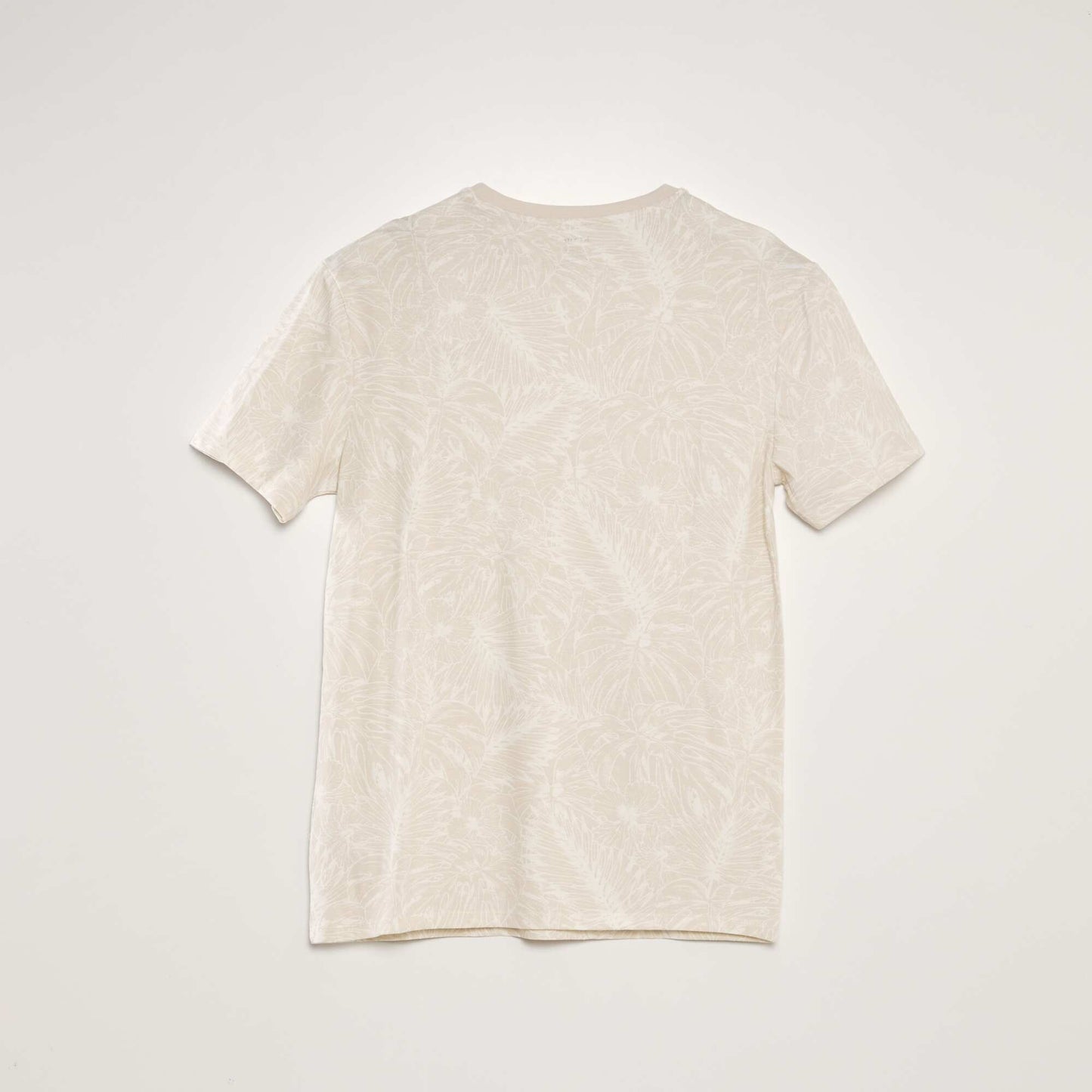 T-shirt imprim    col rond Beige