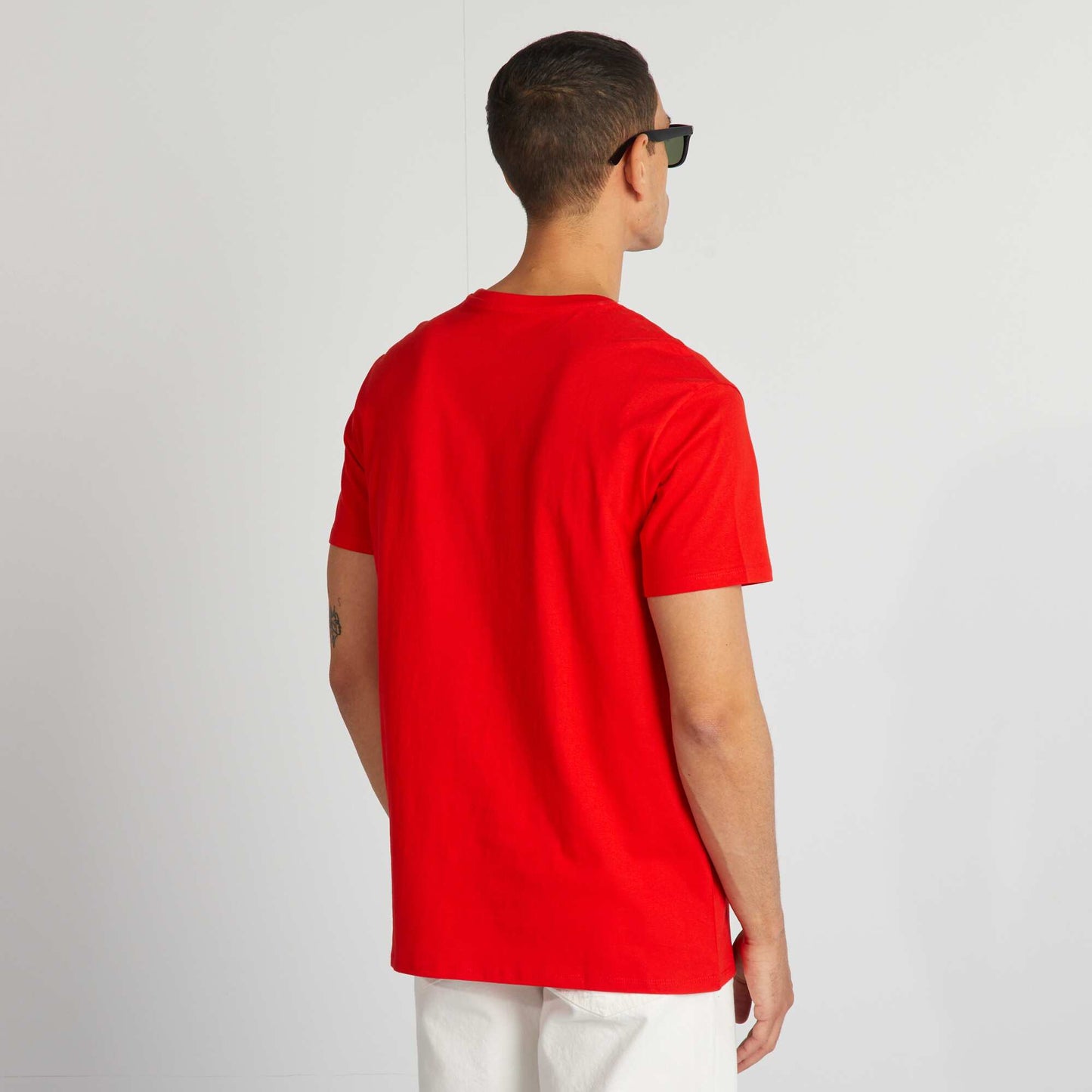 T-shirt en coton imprim    col rond Rouge